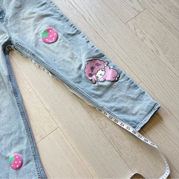 Sanrio My Melody Strawberry Lightwash Denim Straight Leg Jeans Kidcore Kawaii - Picture 15 of 16